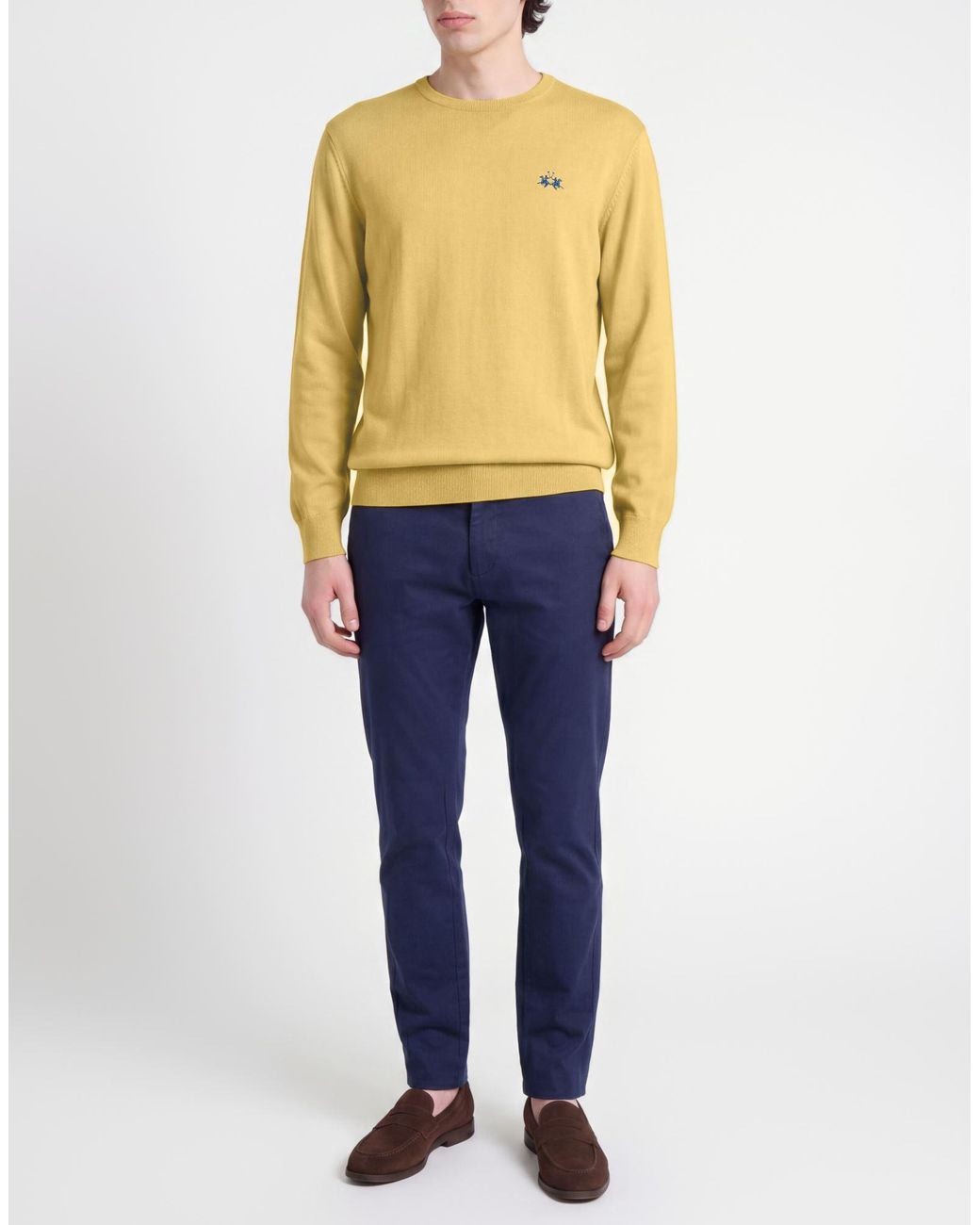 La Martina Yellow Sweater Cotton, Wool for men