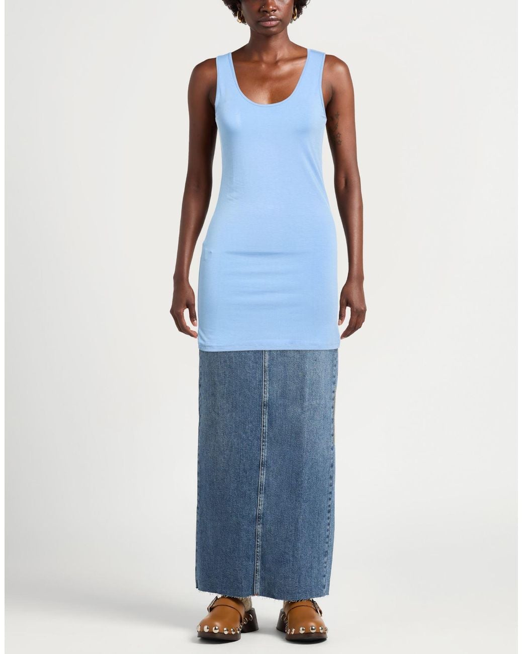 Kontatto Blue Tank Top Viscose, Elastane
