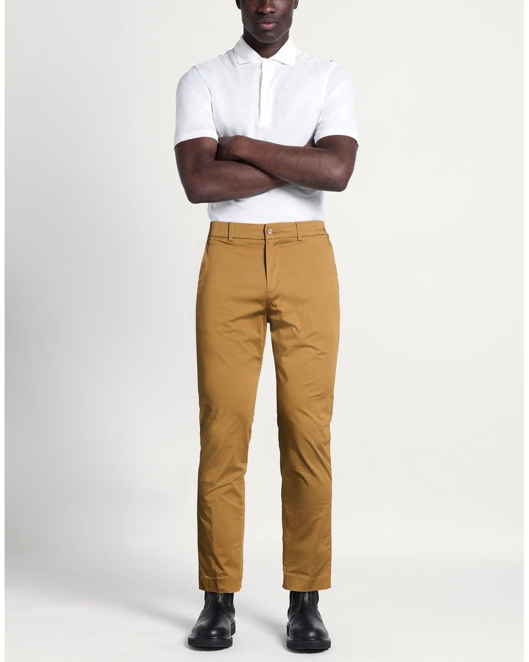 Cruna Natural Khaki Pants Cotton, Elastane for men