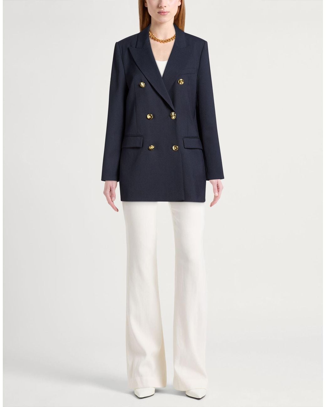 Pinko Blue Blazer Polyester, Wool, Elastane