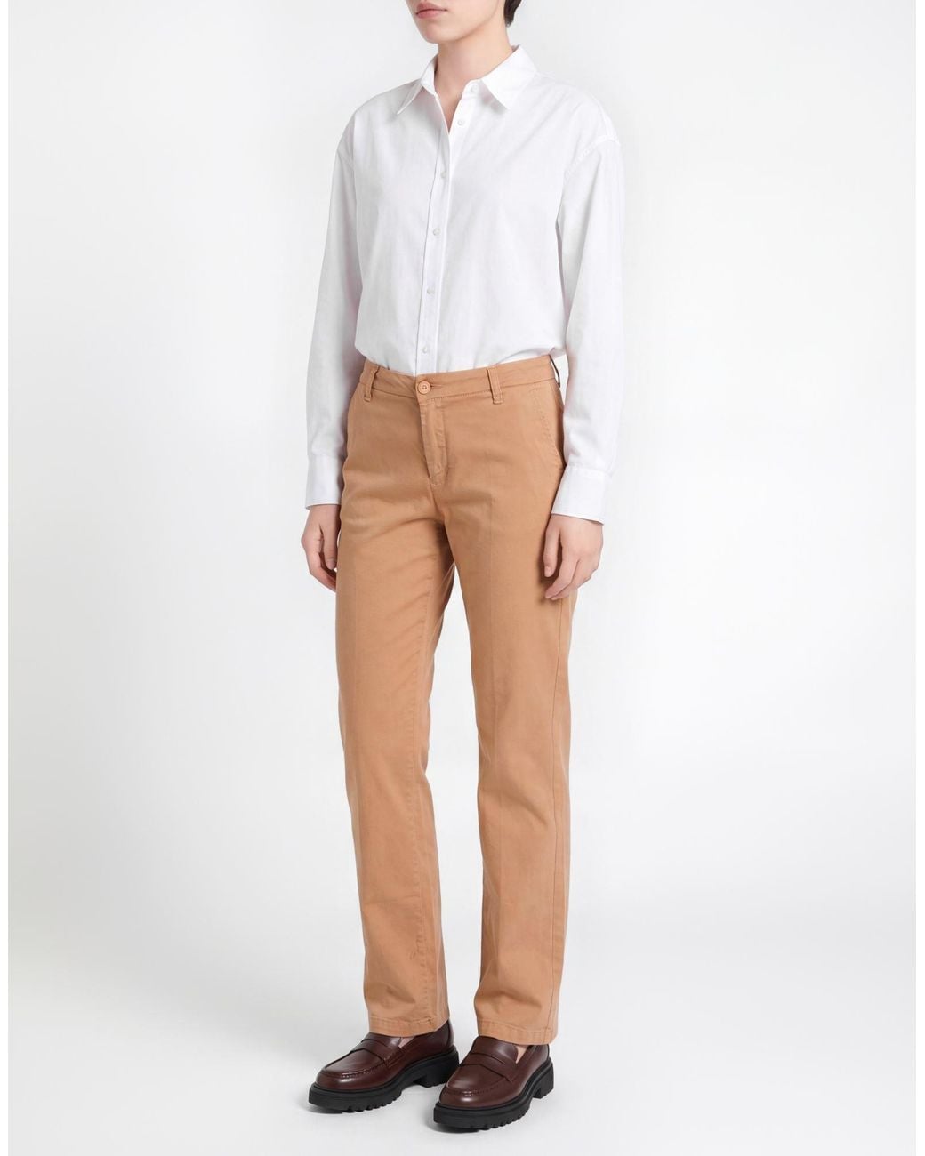 Manila Grace White Sand Pants Cotton, Elastane