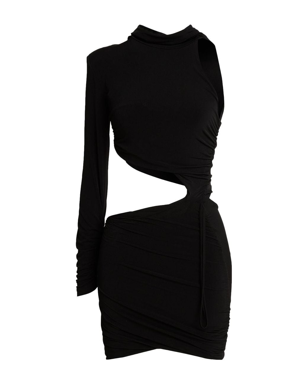 Haveone Black Mini Dress Polyester, Elastane