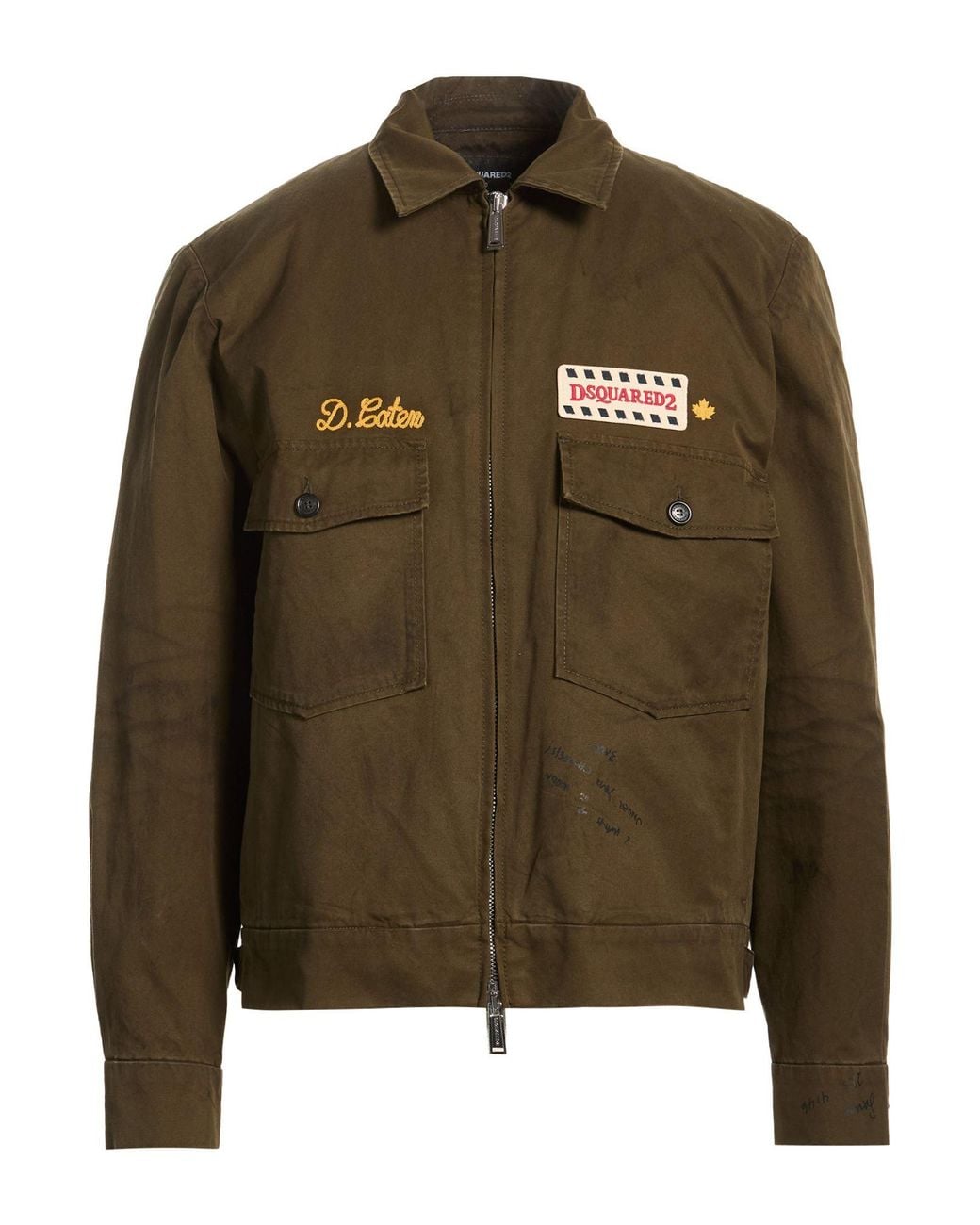 DSquared² Green Military Jacket Cotton for men