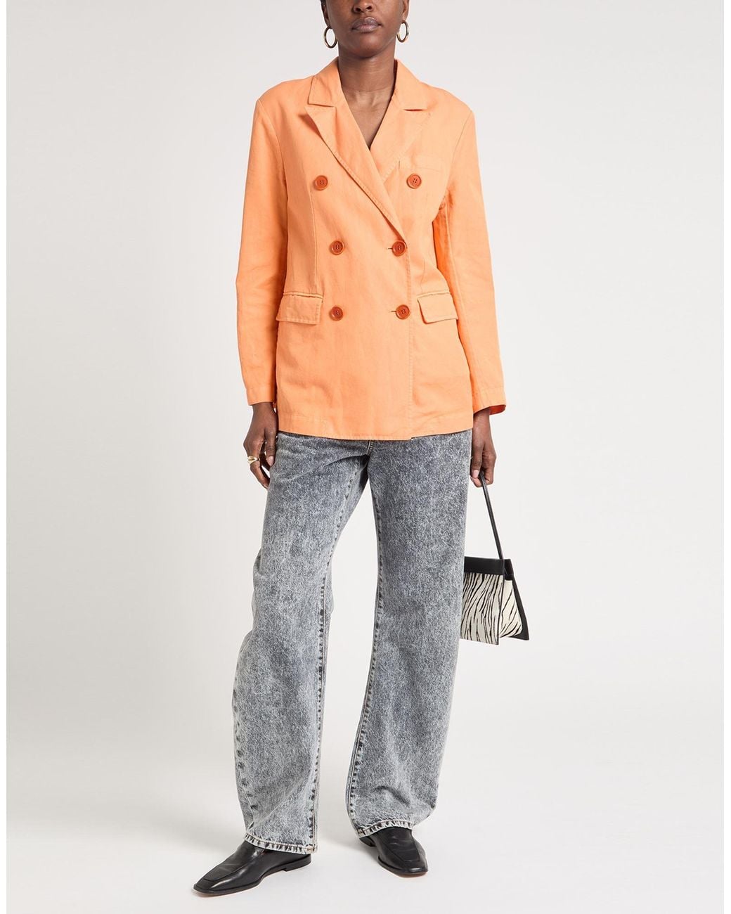 Aspesi Orange Blazer Cotton, Linen