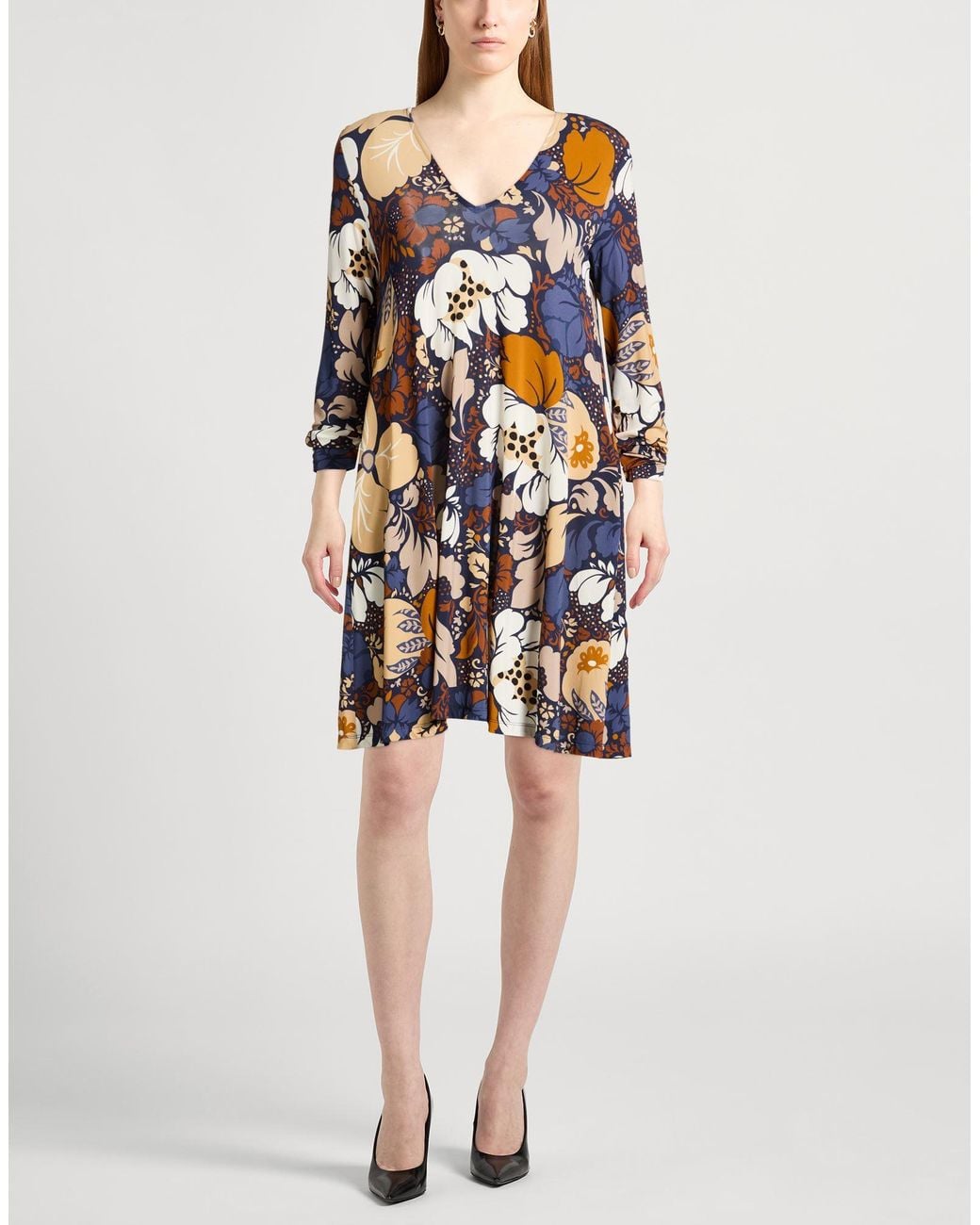 Siyu Blue Mini Dress Viscose, Elastane
