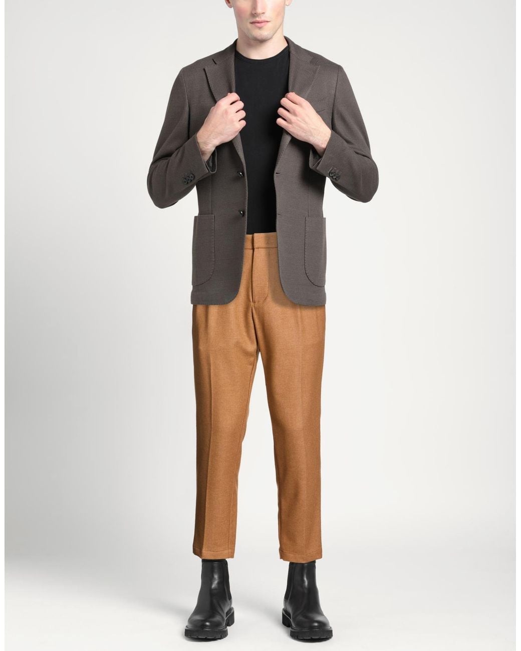 Entre Amis Natural Camel Pants Virgin Wool, Polyester for men