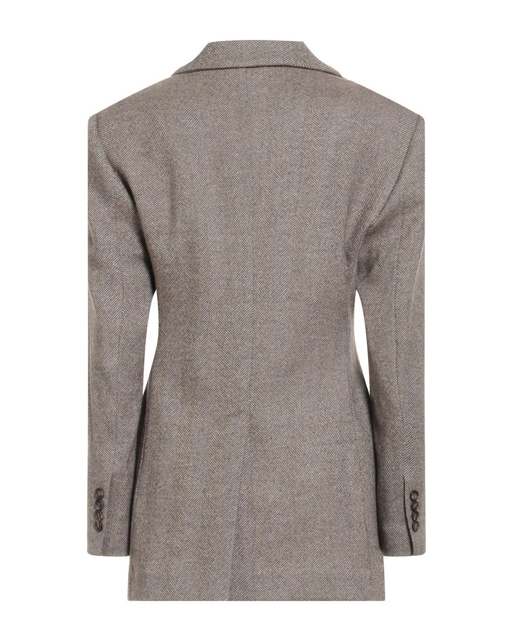 Brunello Cucinelli Gray Khaki Blazer Virgin Wool, Wool, Polyamide, Elastane