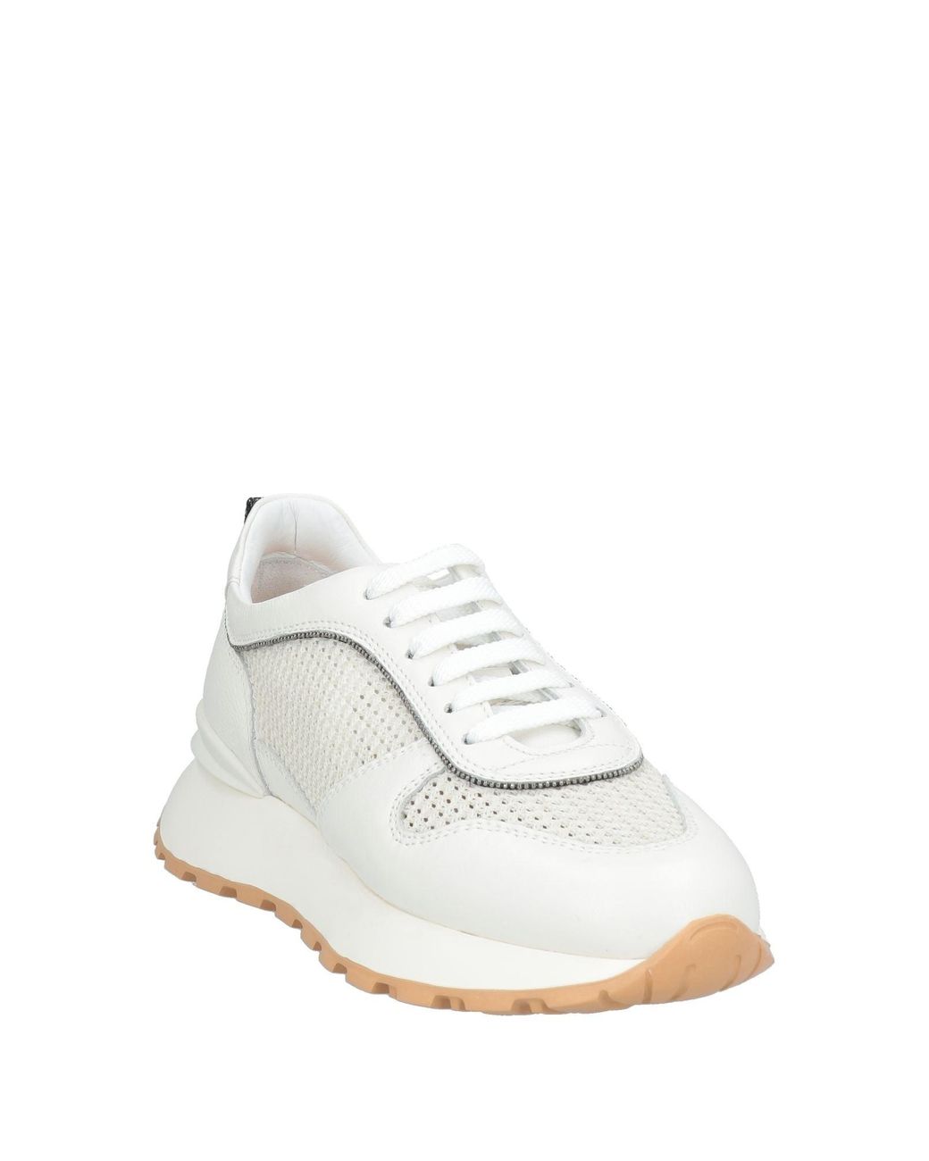 Doucal's White Sneakers Calfskin, Textile Fibers