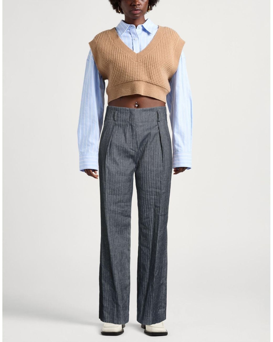 Eleventy Gray Jeans Cotton, Linen, Elastane