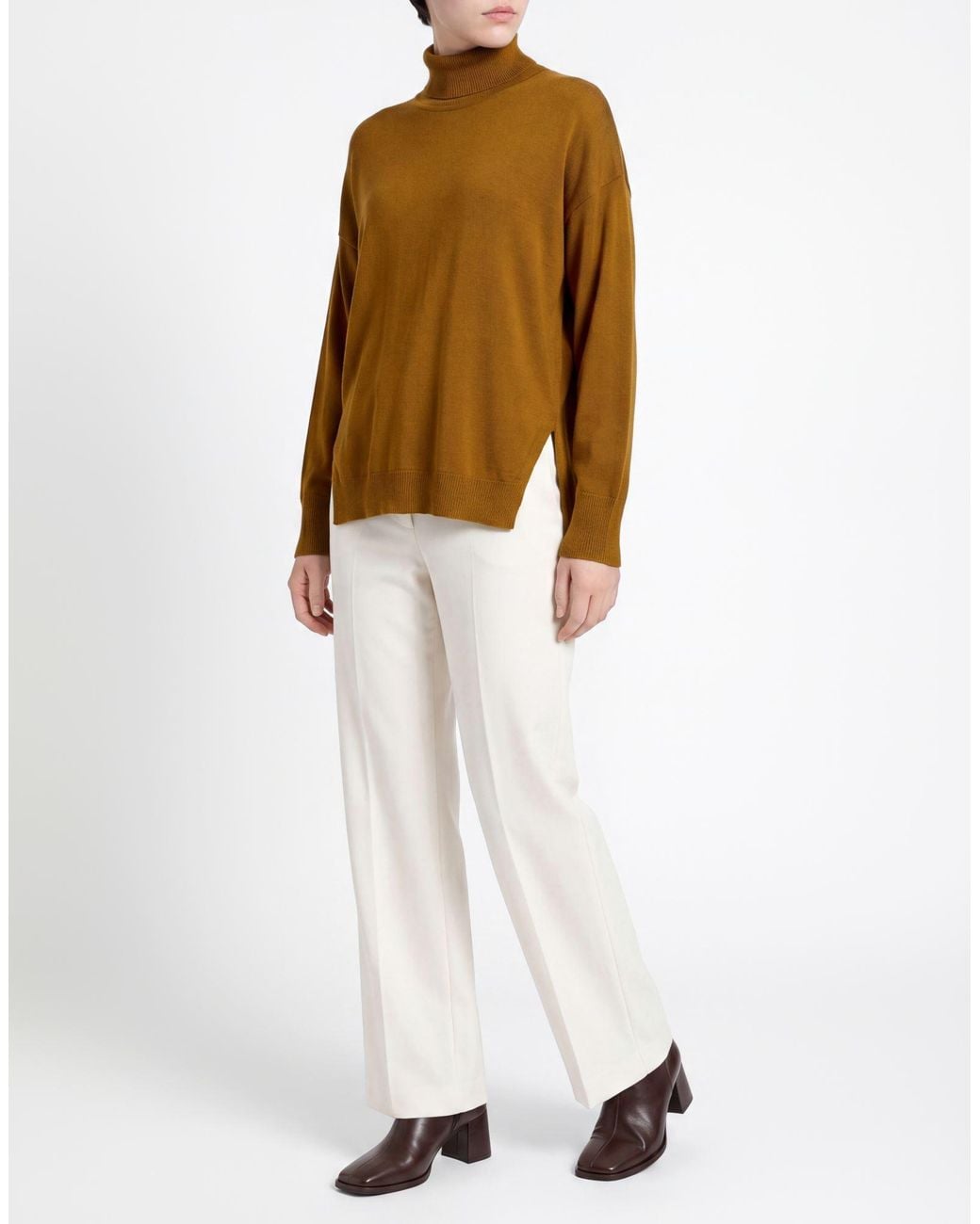 MEIMEIJ Brown Mustard Turtleneck Virgin Wool