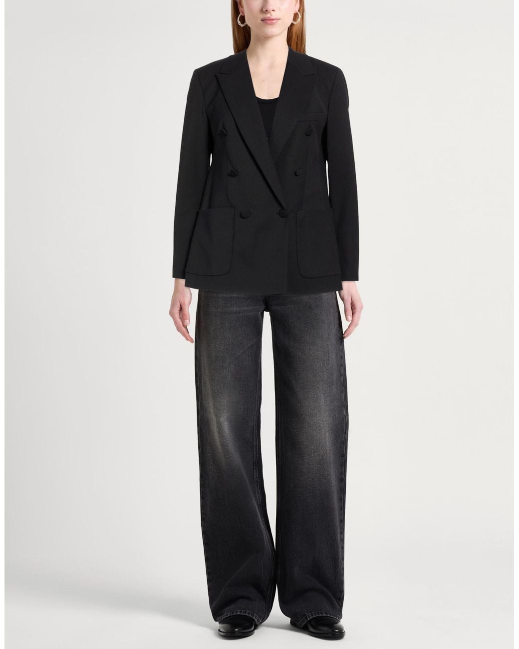 Grifoni Black Blazer Polyester, Virgin Wool, Elastane