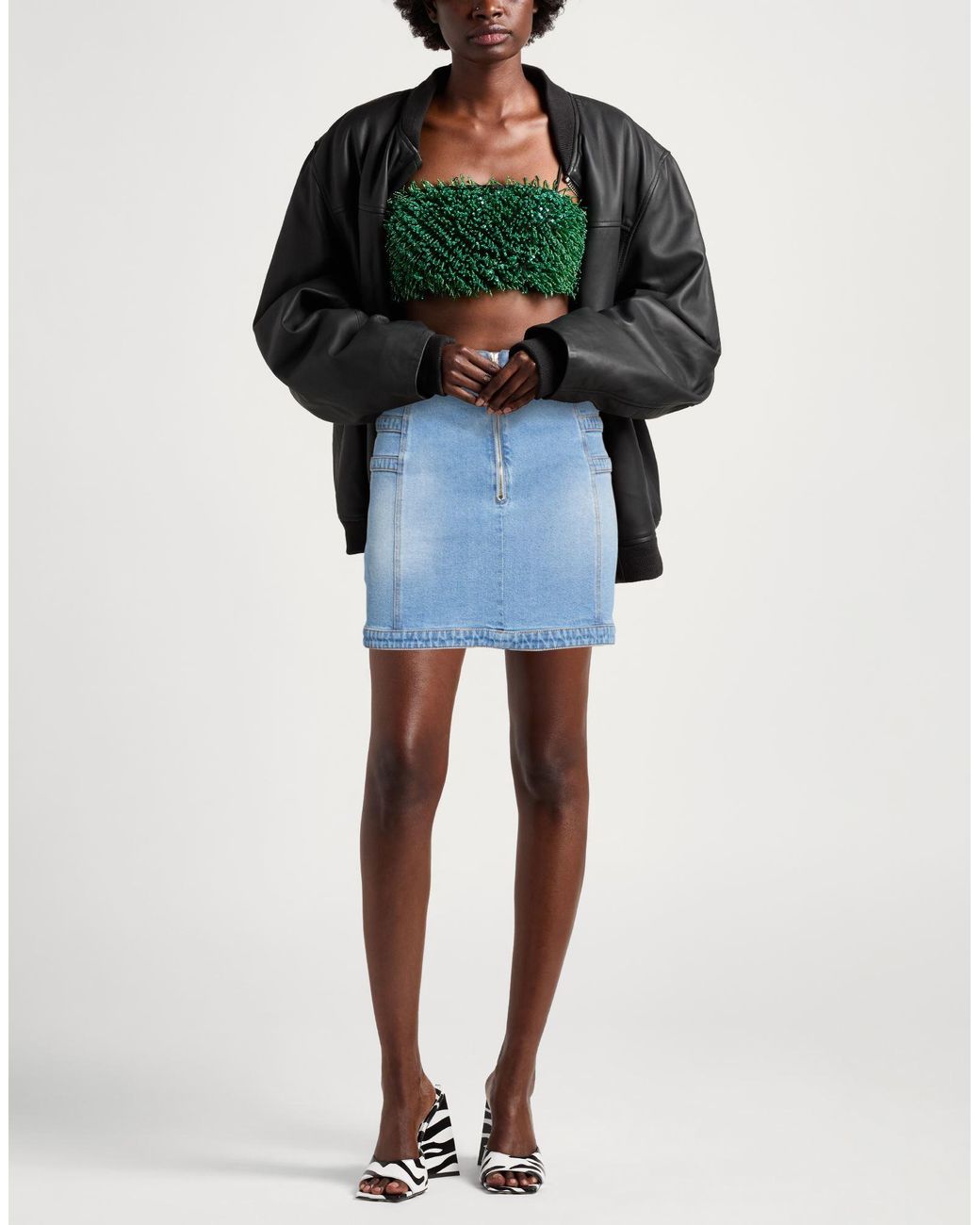 Versace Jeans Couture Blue Denim Skirt Cotton, Elastane