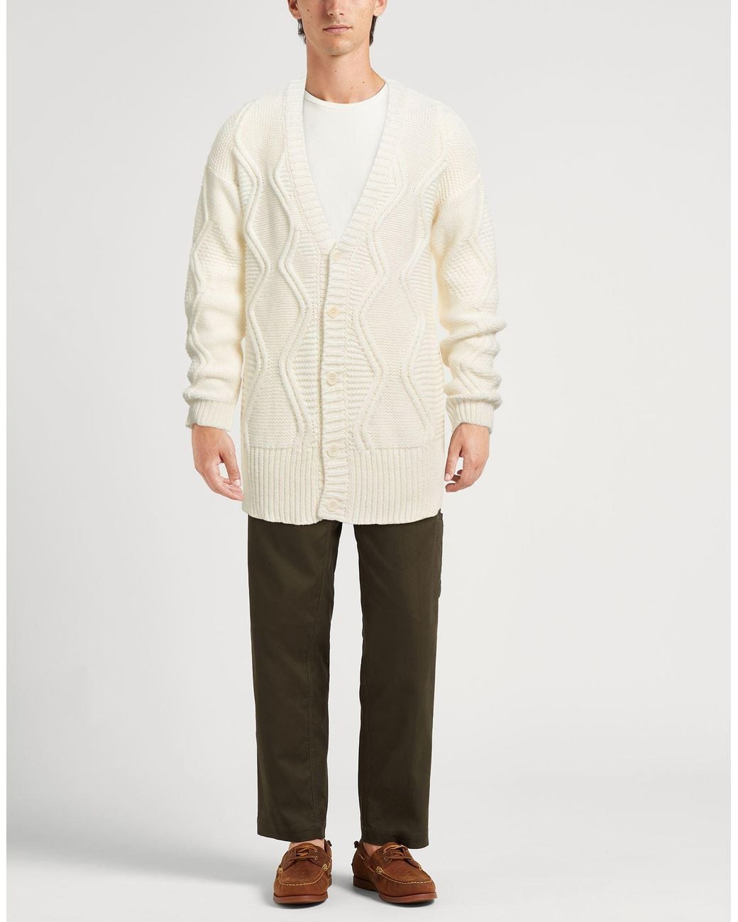 Daniele Alessandrini White Cardigan Acrylic, Wool for men