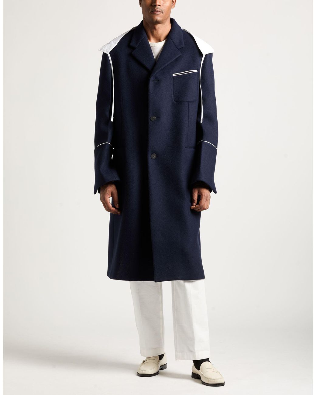 Ferragamo Blue Midnight Coat Wool, Cotton for men