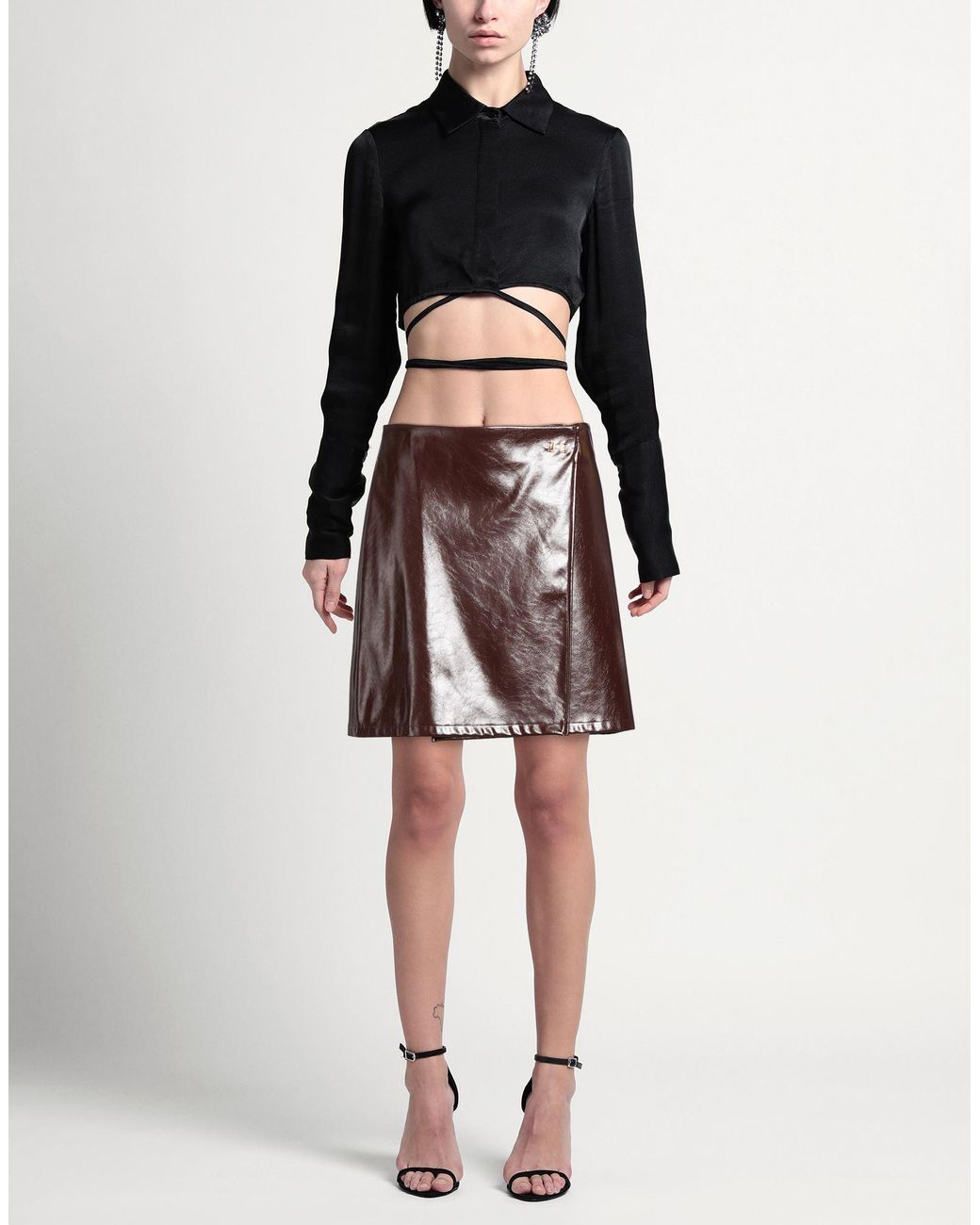 Compagnia Italiana Brown Chocolate Mini Skirt Polyester