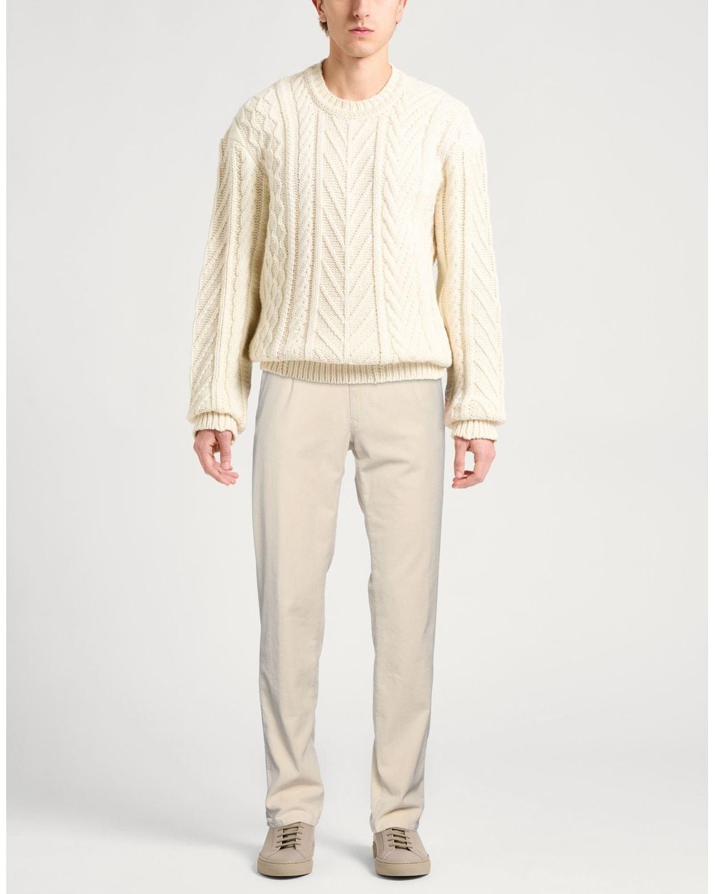 Incotex Natural Ivory Pants Cotton, Elastane for men