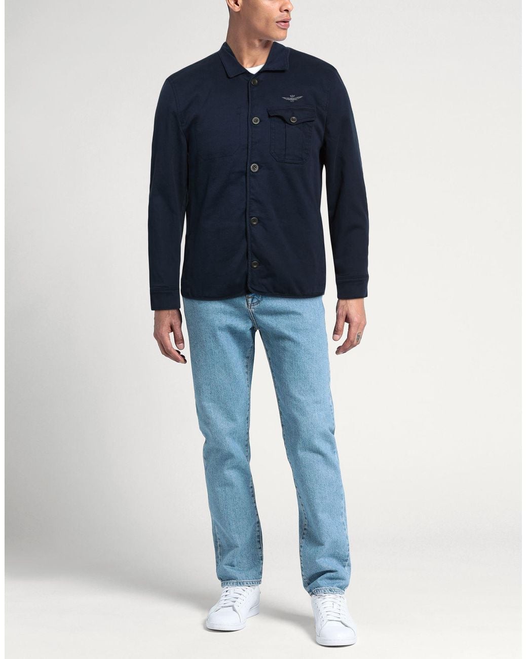 Aeronautica Militare Blue Jacket Cotton, Elastane for men