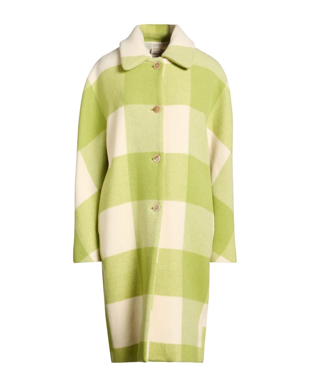 Semicouture Yellow Coat Wool, Polyamide, Polyester