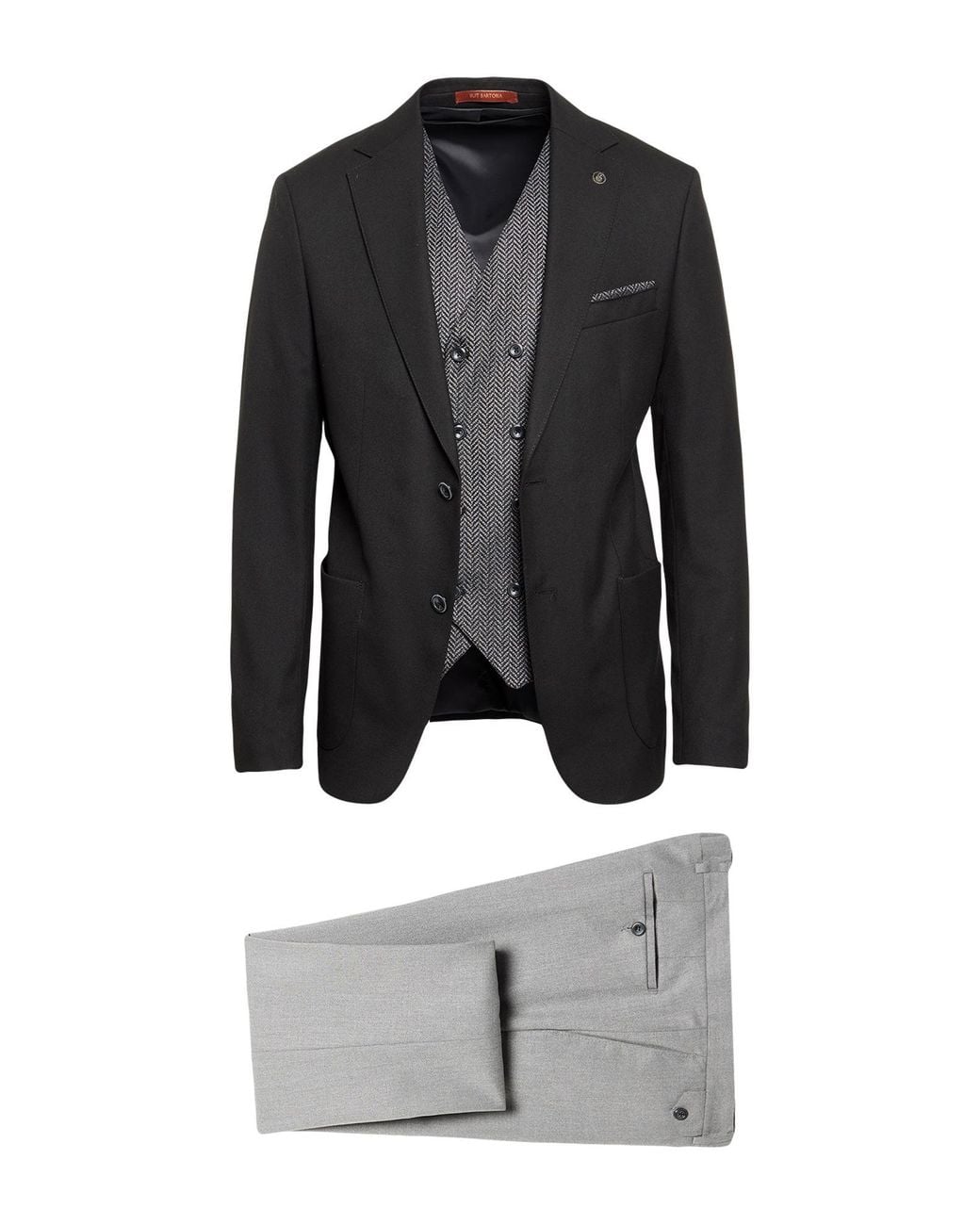 SUIT SARTORIA Black Suit Polyester, Viscose, Elastane for men