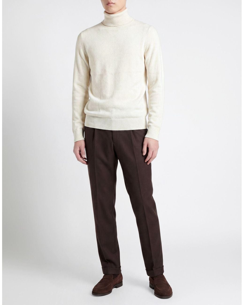 Aragona White Turtleneck Merino Wool, Cashmere for men