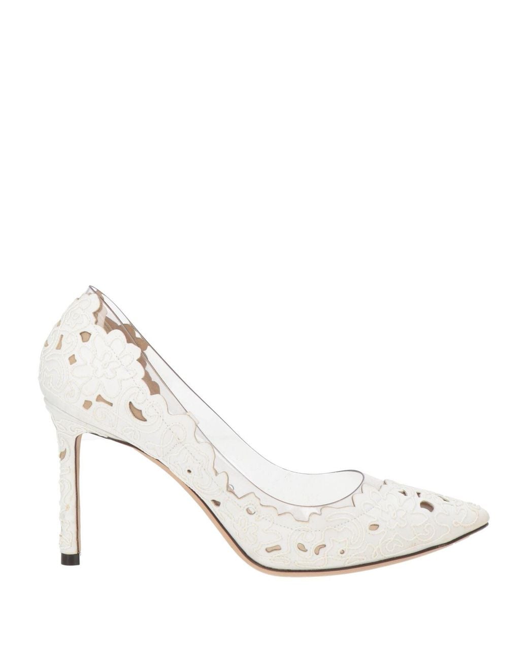 Jimmy Choo White Pumps Leather, Textile Fibers
