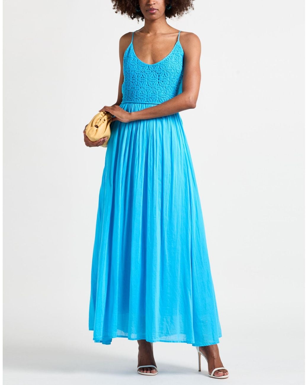Rebel Queen Blue Azure Maxi Dress Cotton, Silk