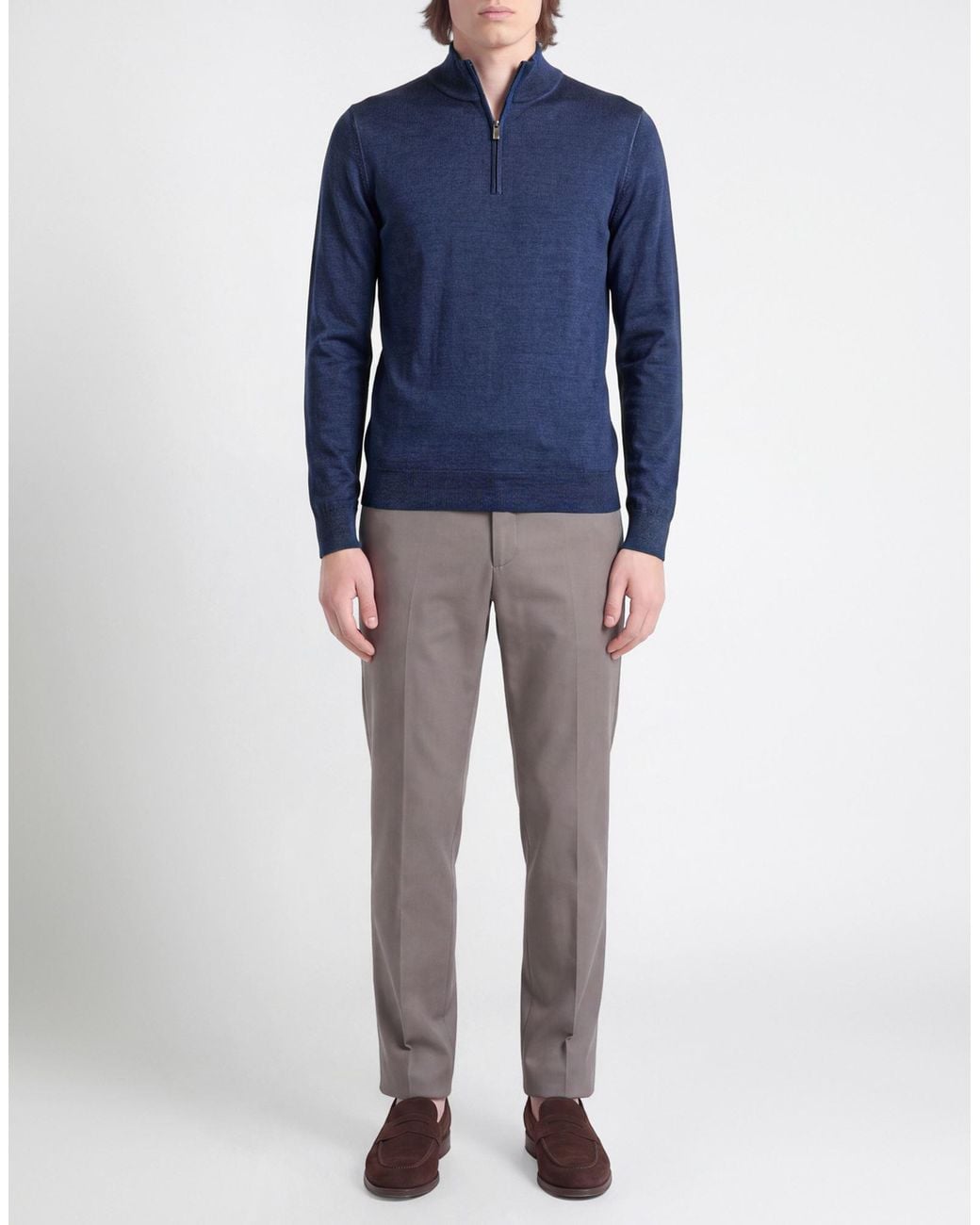 Canali Blue Sweater Wool, Silk for men