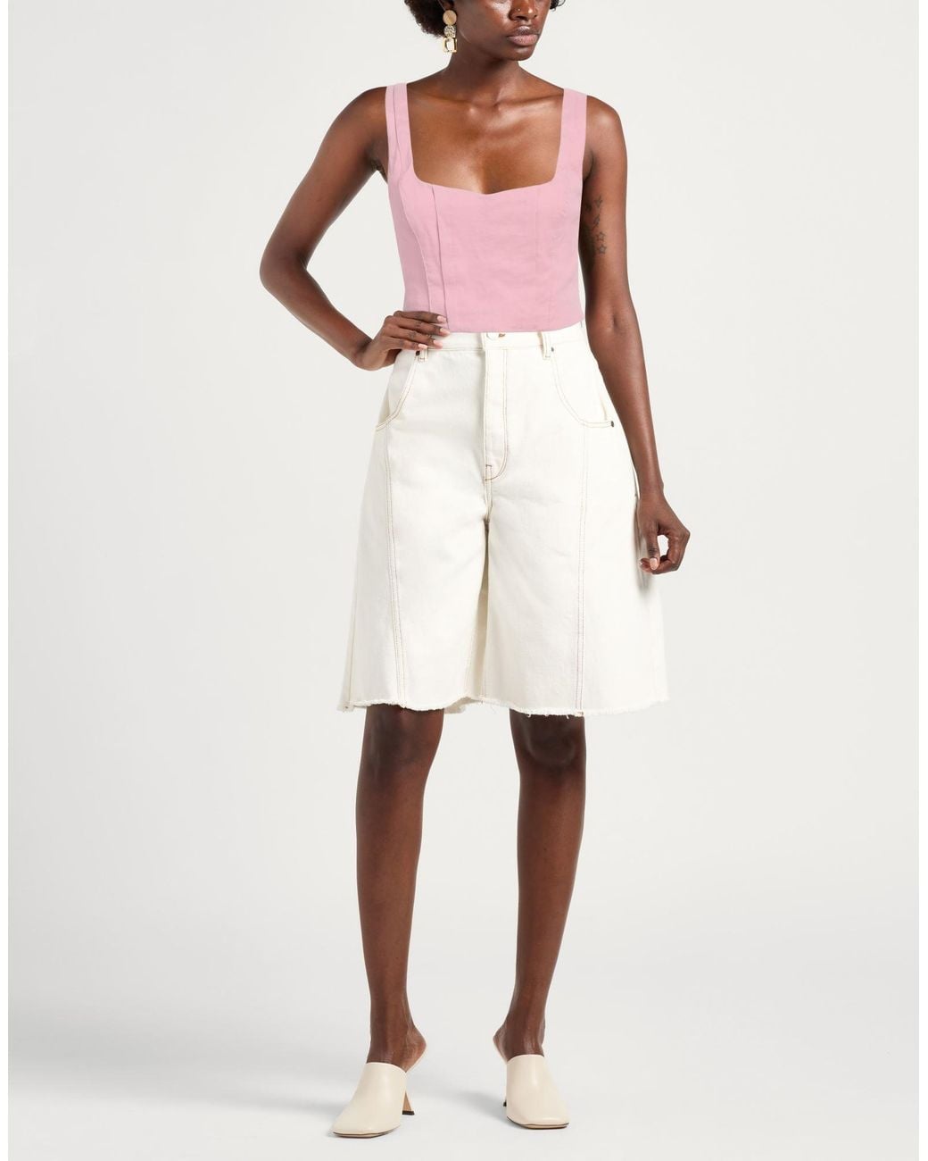 Pinko Pink Top Linen, Viscose, Elastane