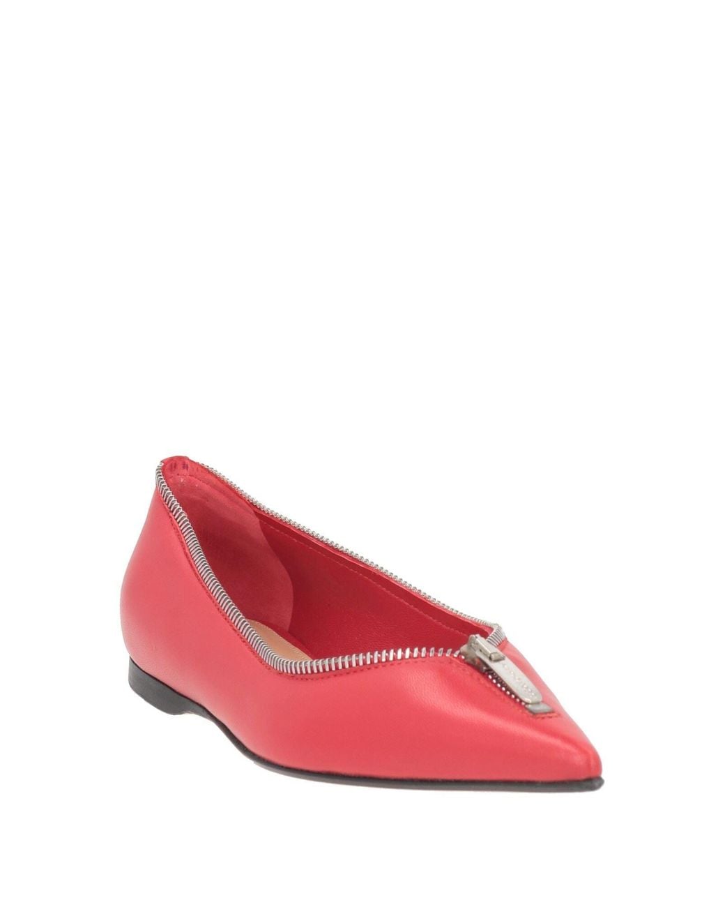 Sergio Rossi Red Ballet Flats Leather