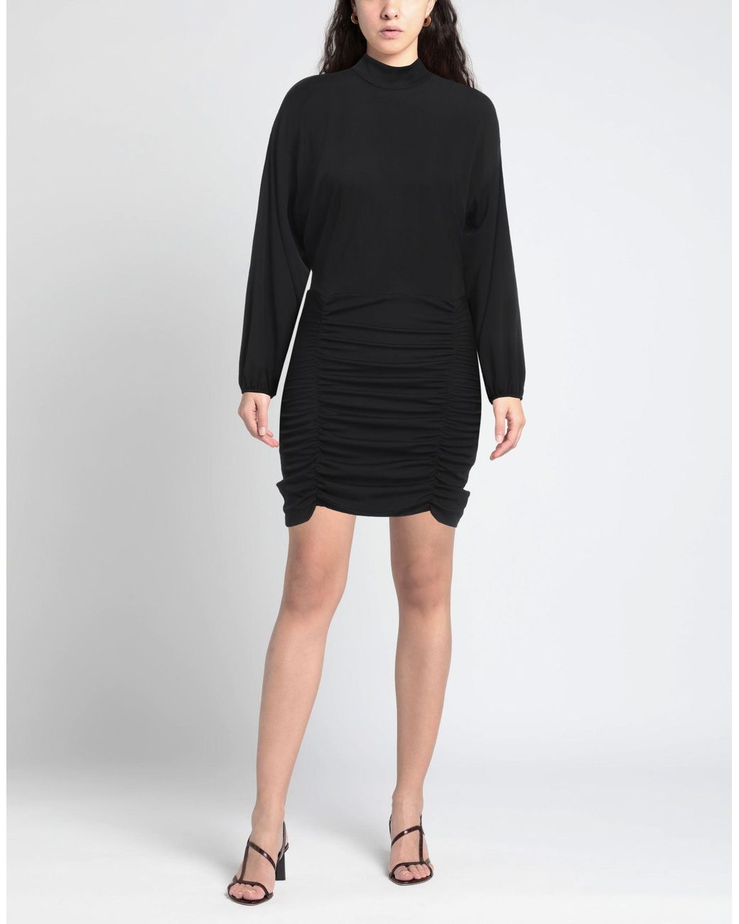 Dondup Black Mini Dress Polyester, Elastane