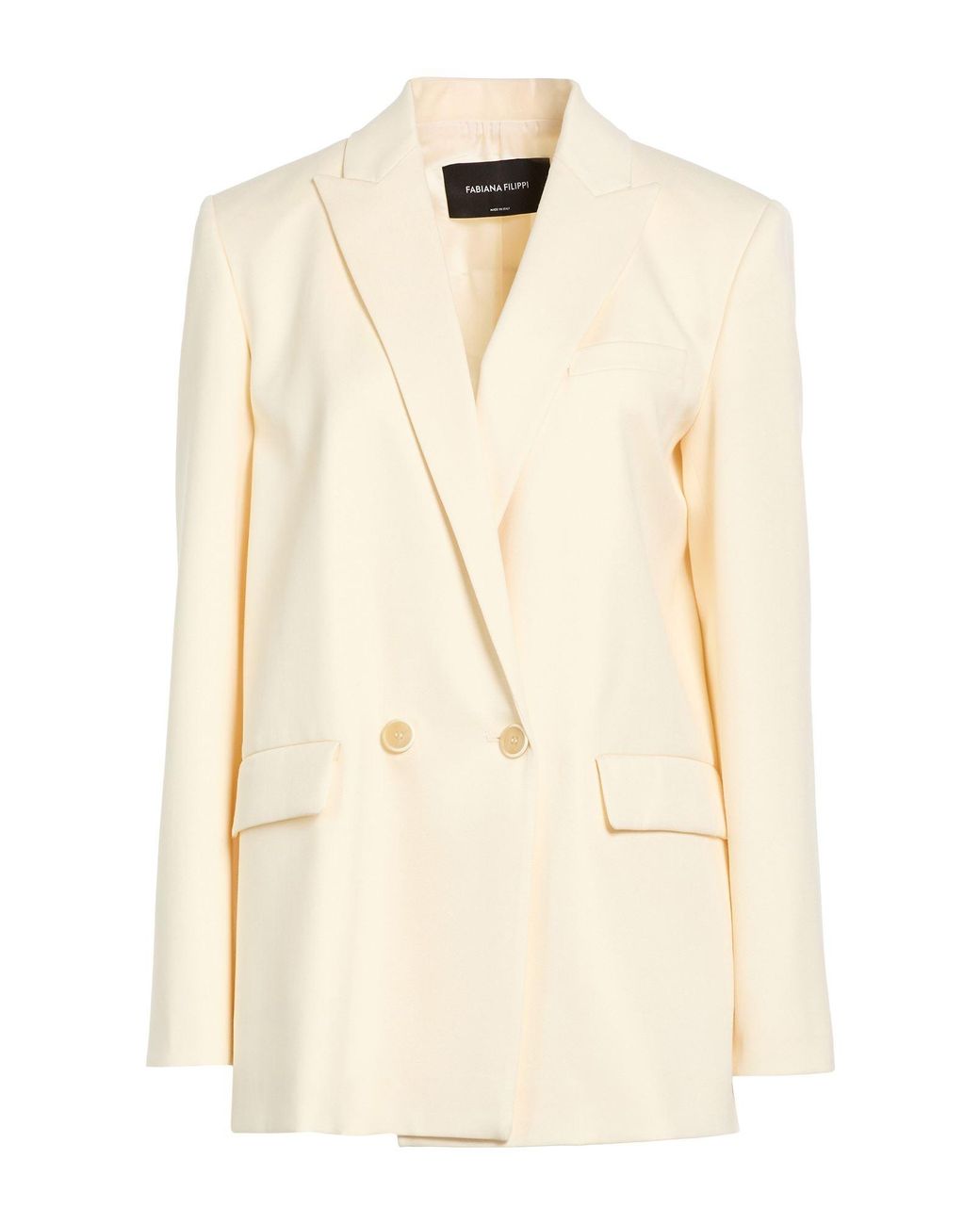 Fabiana Filippi Natural Ivory Blazer Virgin Wool, Polyamide, Elastane