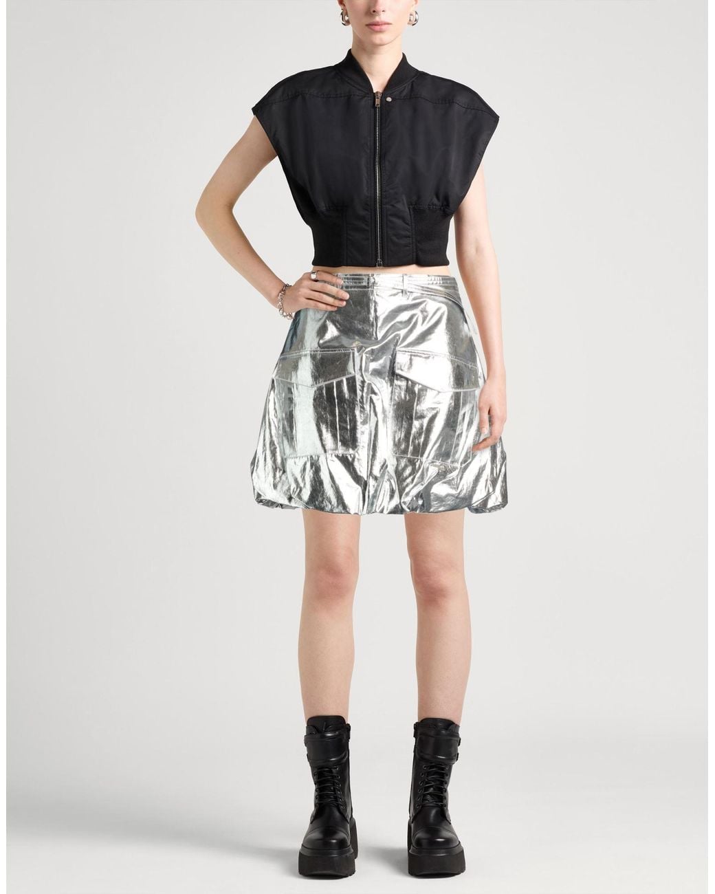 Rabanne Metallic Mini Skirt Cotton, Polyurethane