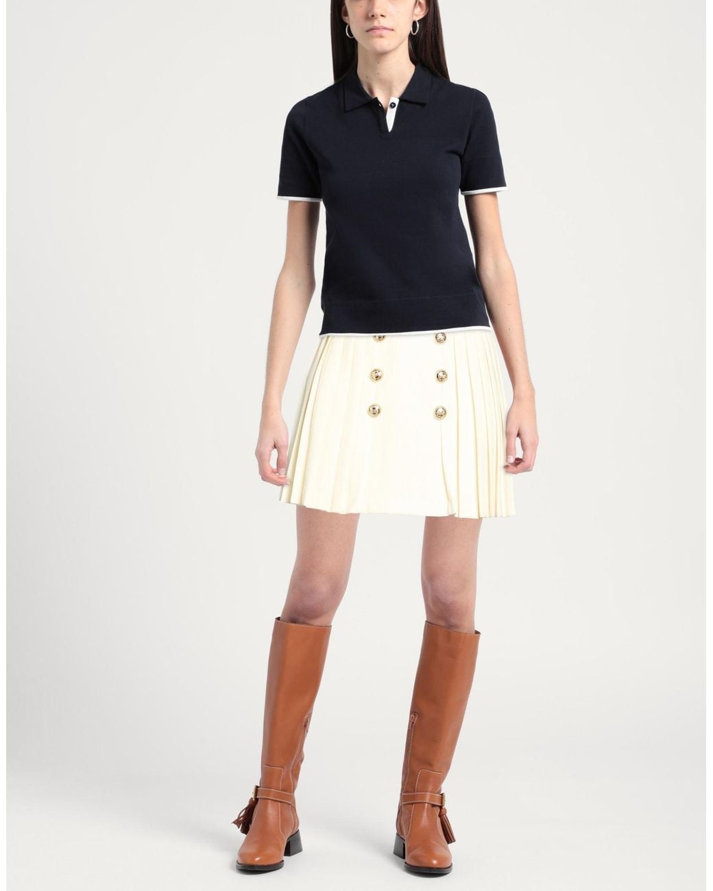 W Les Femmes By Babylon Natural Mini Skirt Polyamide