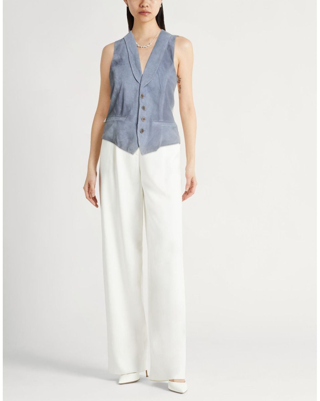 Eleventy Blue Tailored Vest Goat Skin