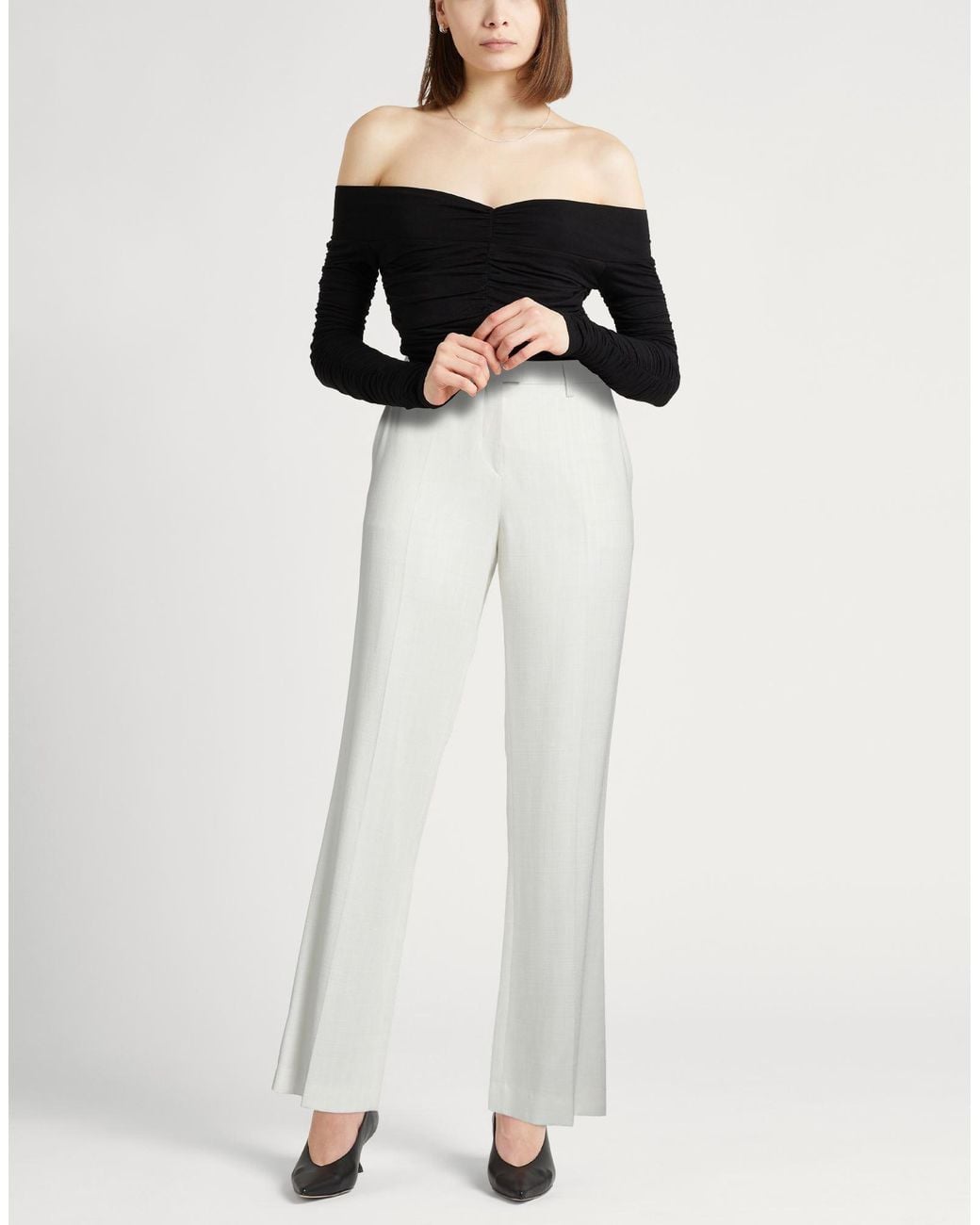 Etro White Ivory Pants Viscose, Polyester