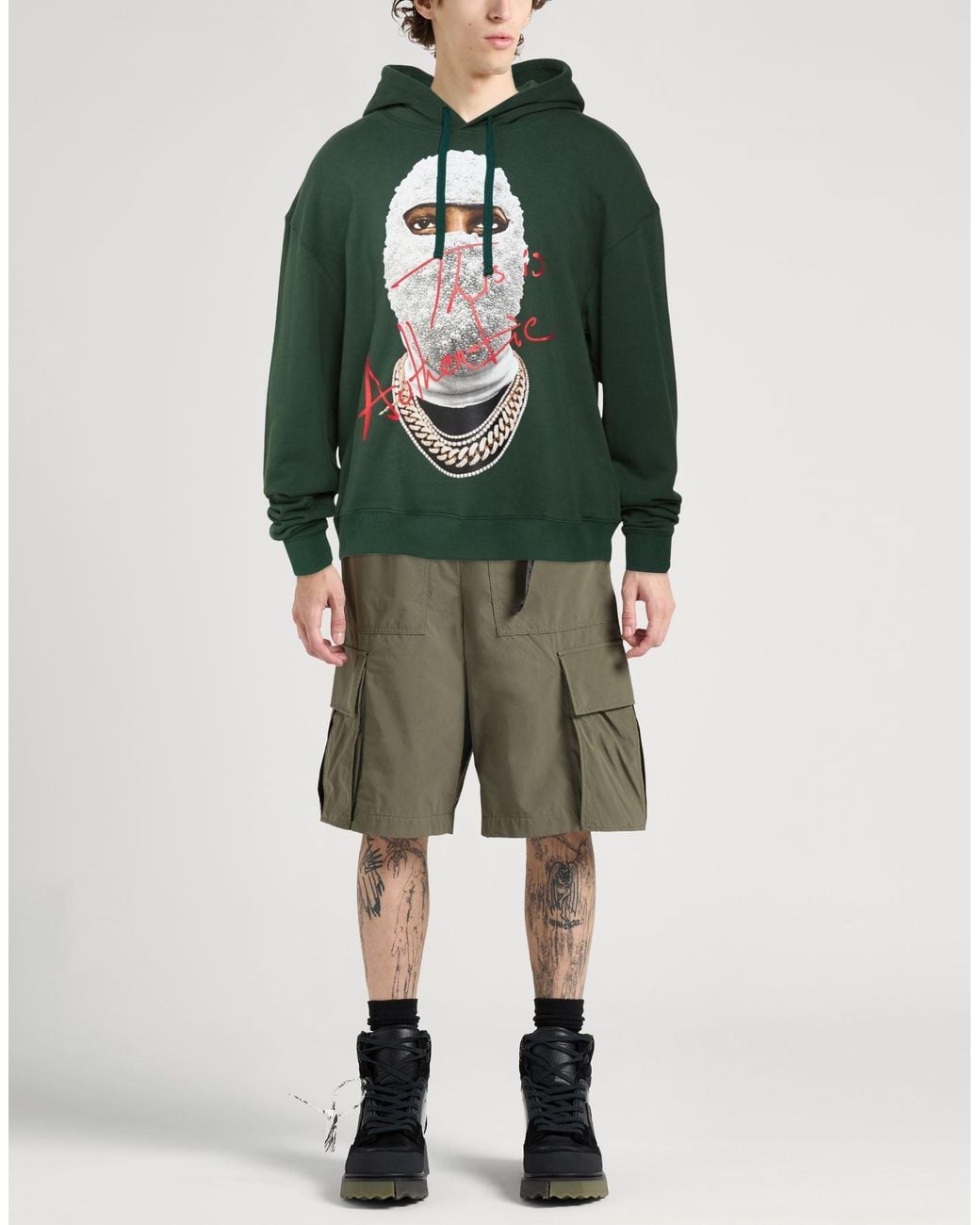 Ih Nom Uh Nit Green Sweatshirt Cotton, Elastane for men