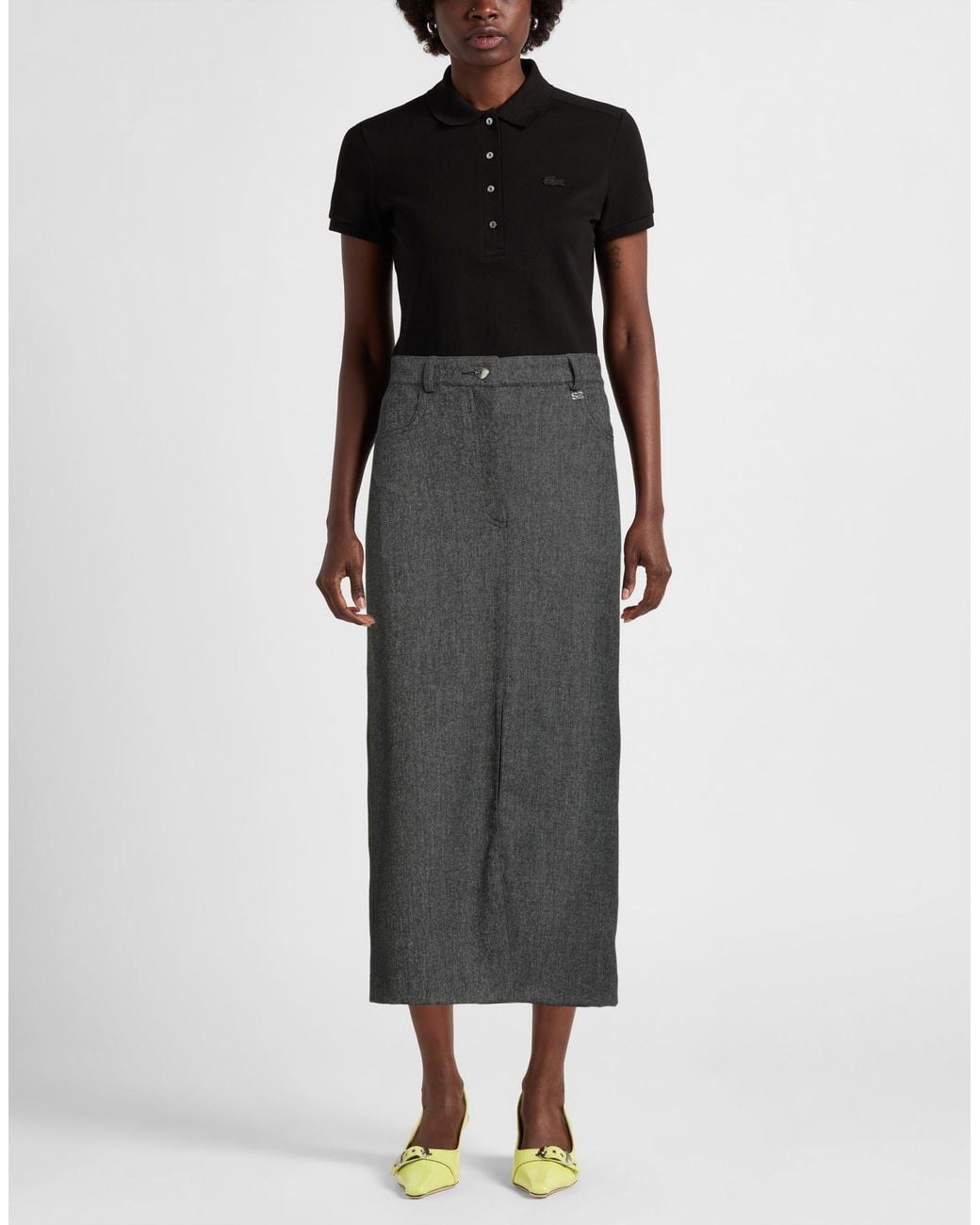Sandro Gray Denim Skirt Polyester, Viscose, Elastane