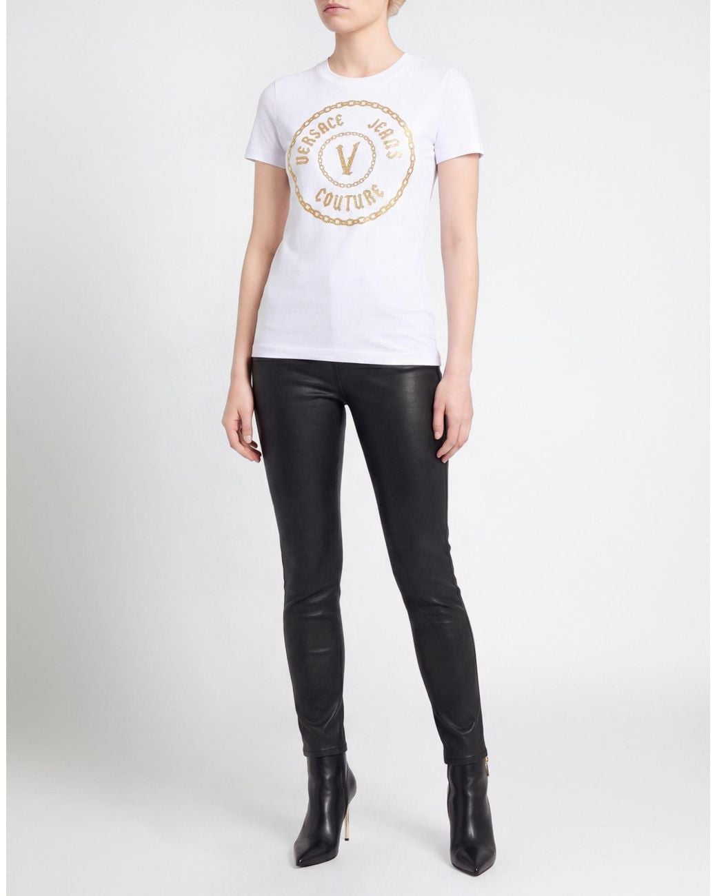 Versace Jeans Couture White T-Shirt Cotton, Elastane