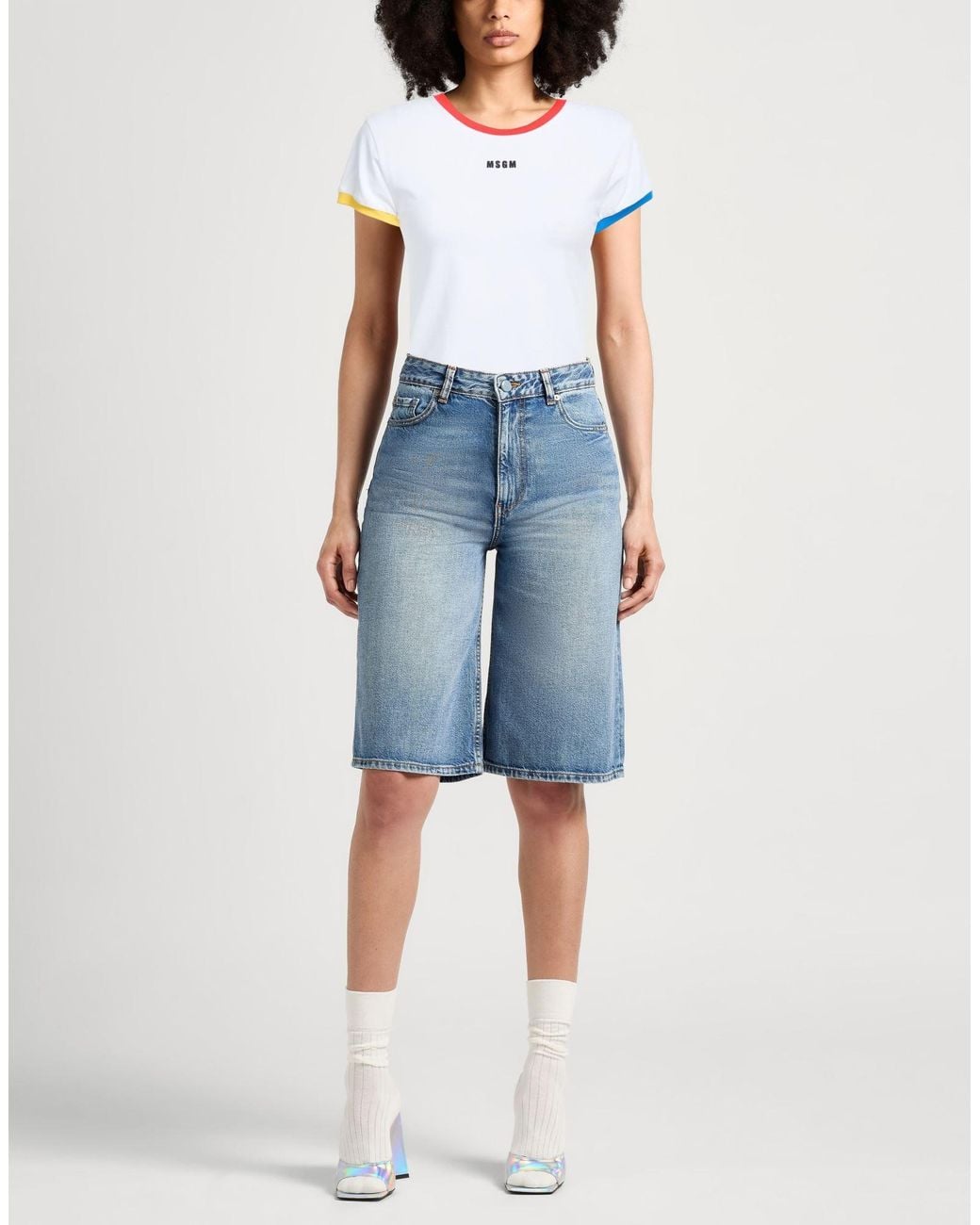 MSGM White T-Shirt Cotton, Elastane
