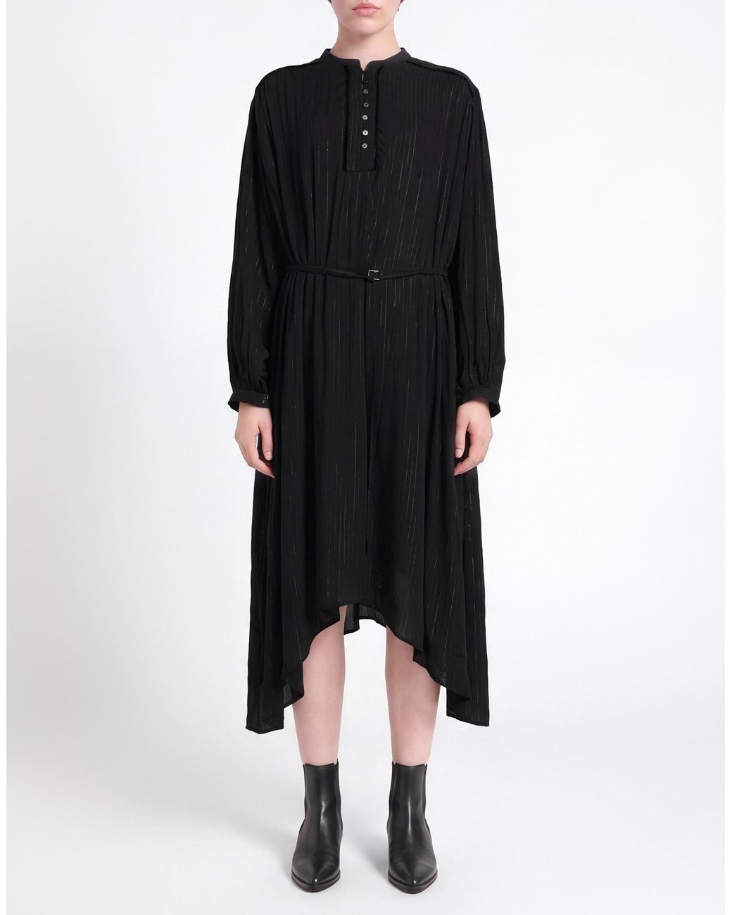 Replay Black Midi Dress Viscose, Metallic Fiber