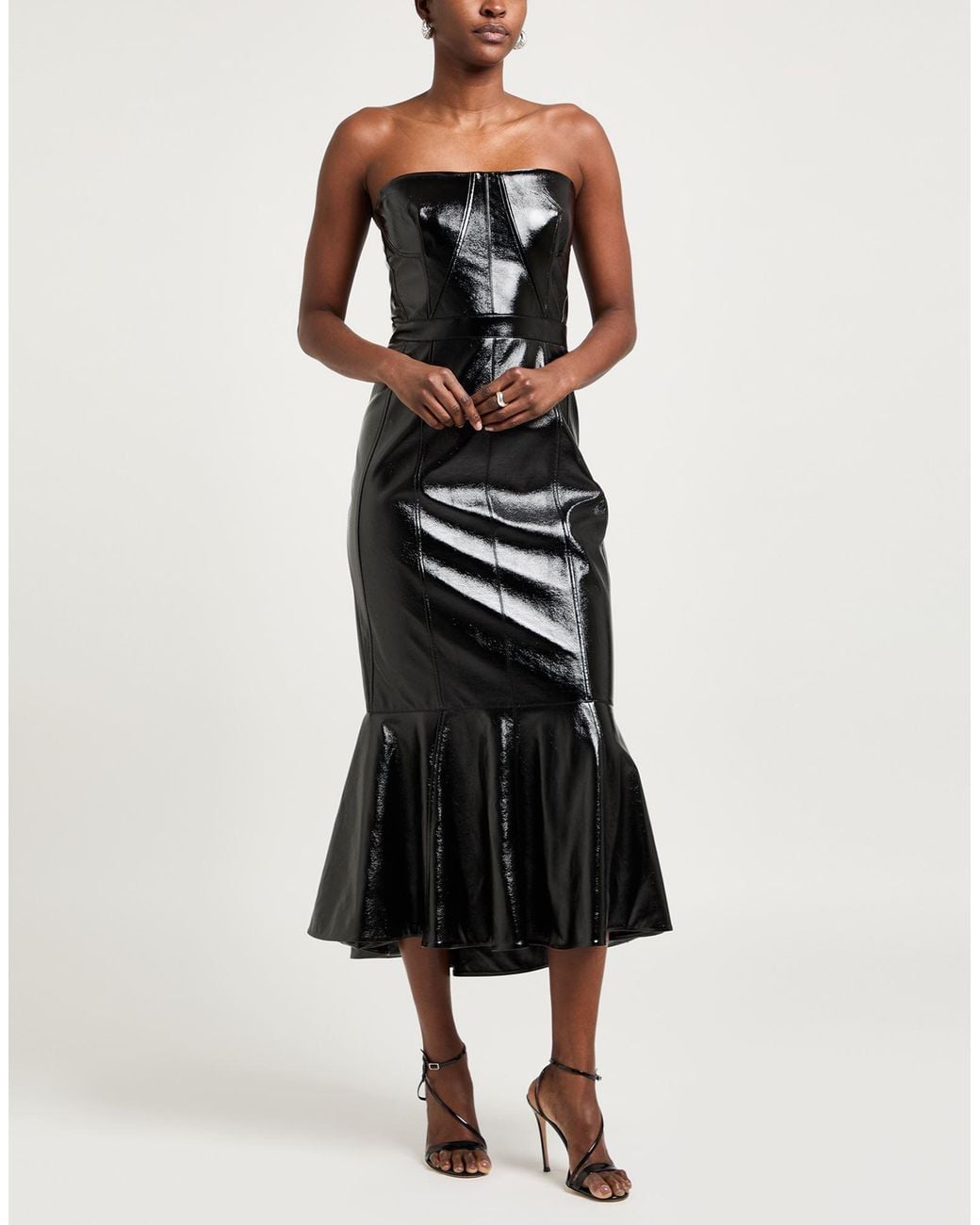 Safiyaa Black Midi Dress Polyester, Polyurethane