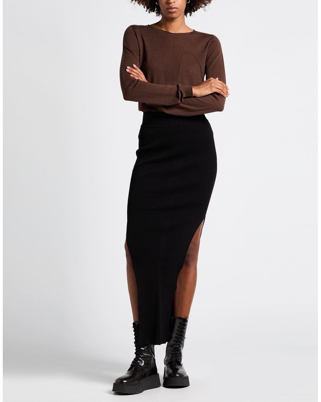 Rick Owens Black Maxi Skirt Viscose, Polyester, Polyamide, Elastane