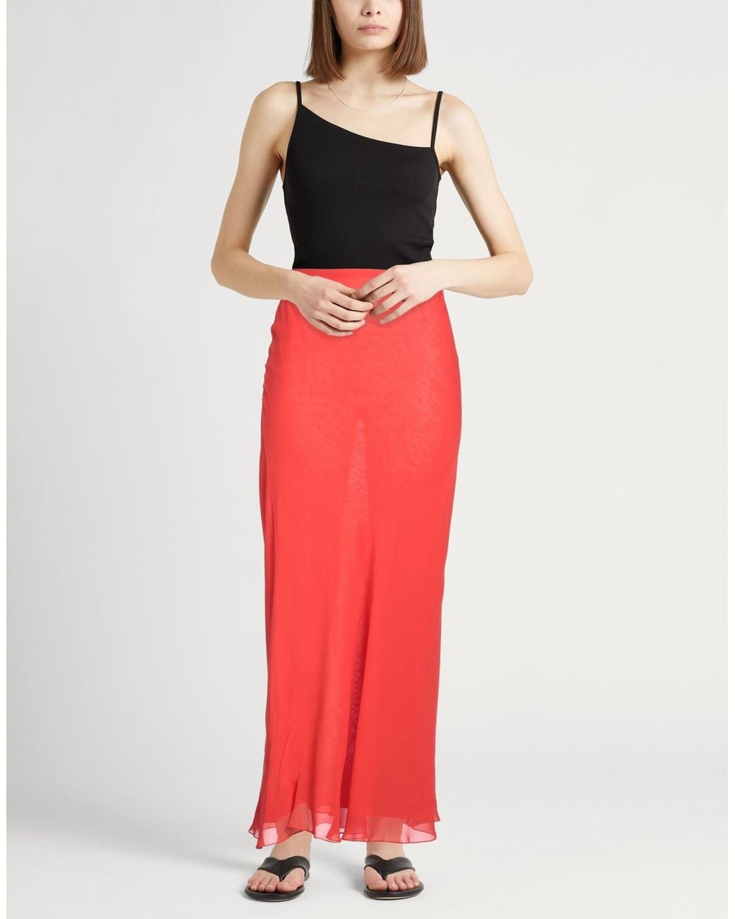 Khaite Red Maxi Skirt Silk