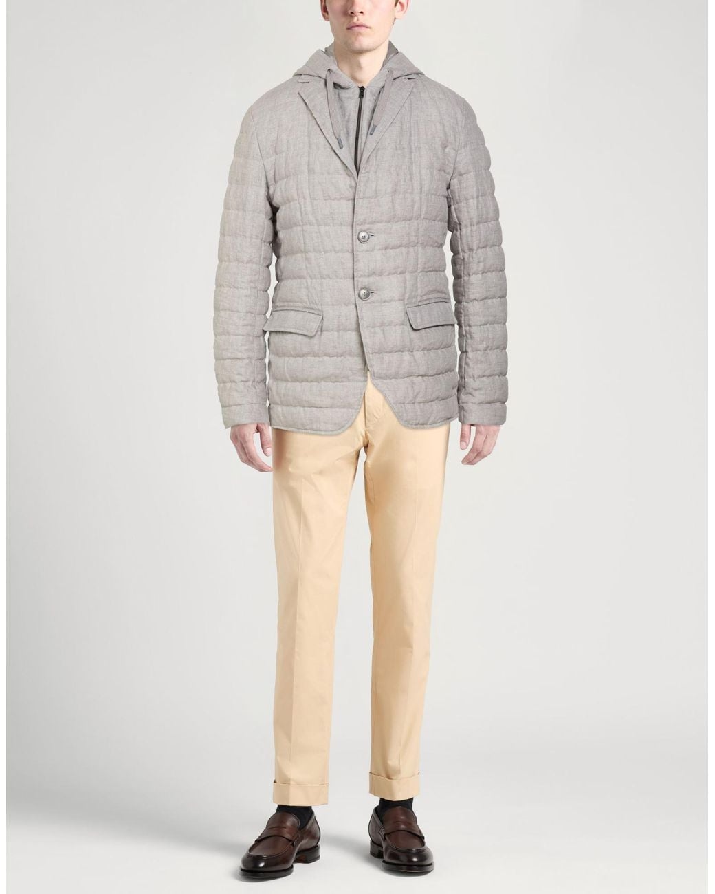 Herno Gray Puffer Linen for men