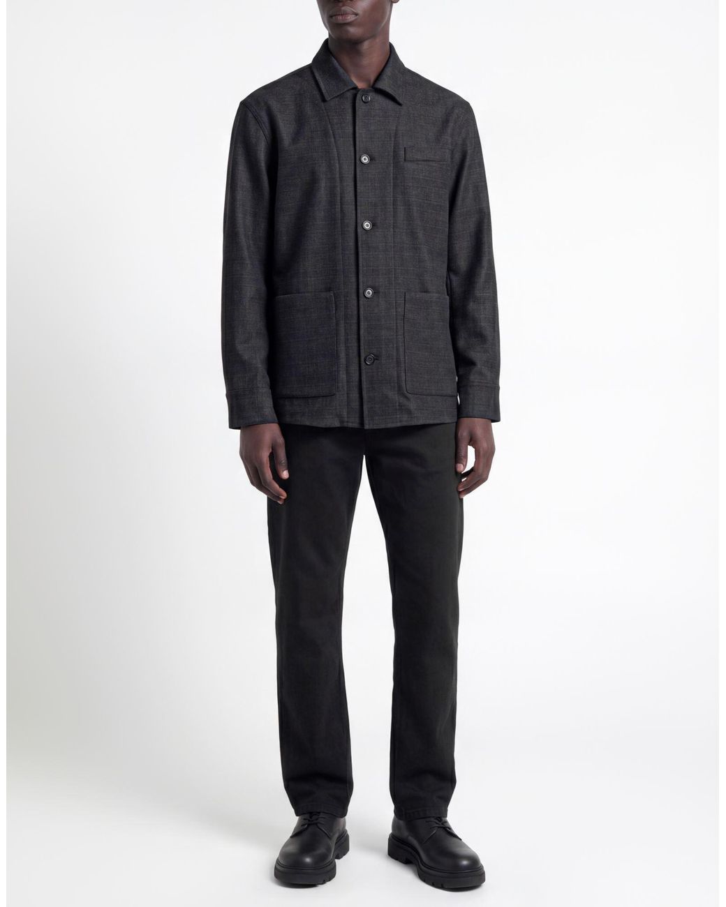 Paolo Pecora Black Jacket Polyester, Viscose, Wool, Elastane for men