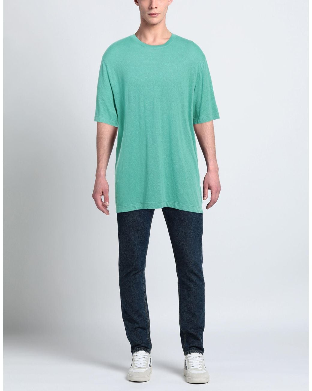 FILIPPO DE LAURENTIIS Blue T-Shirt Linen, Elastane for men