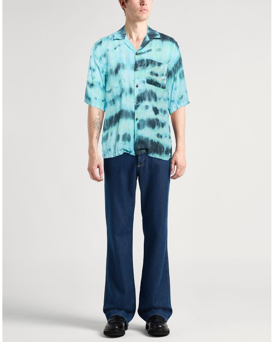 120% Lino Blue Shirt Linen for men