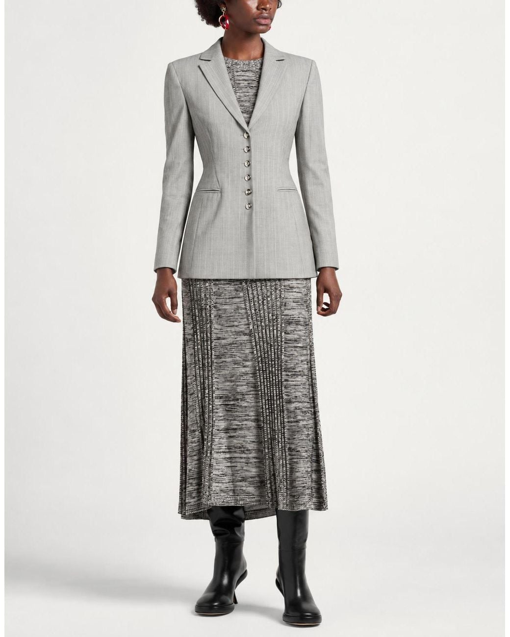 MAX&Co. Gray Blazer Virgin Wool, Polyester, Elastane