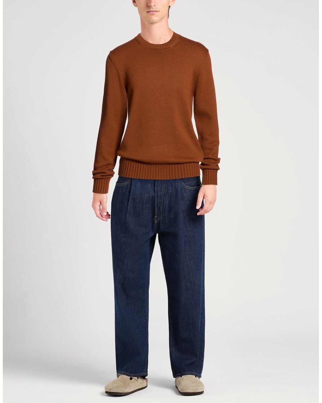 Alpha Studio Brown Sweater Wool for men