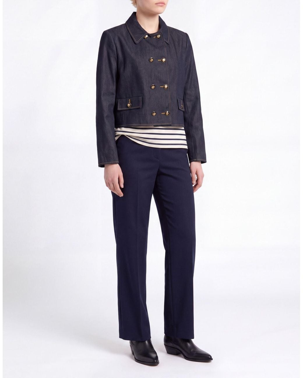 Sandro Blue Denim Outerwear Cotton